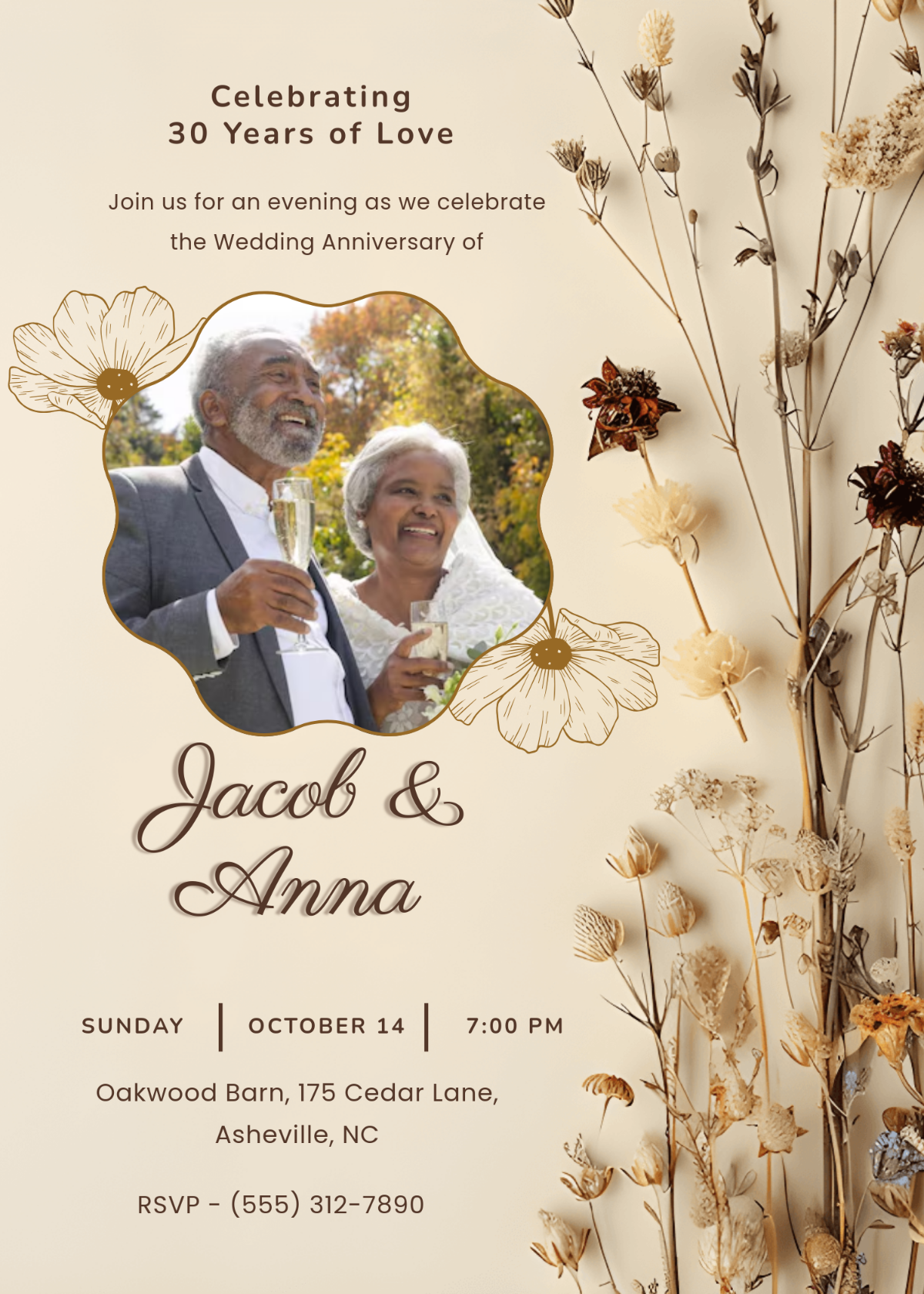 Free Rustic Style Wedding Anniversary Invitation Template To Edit 