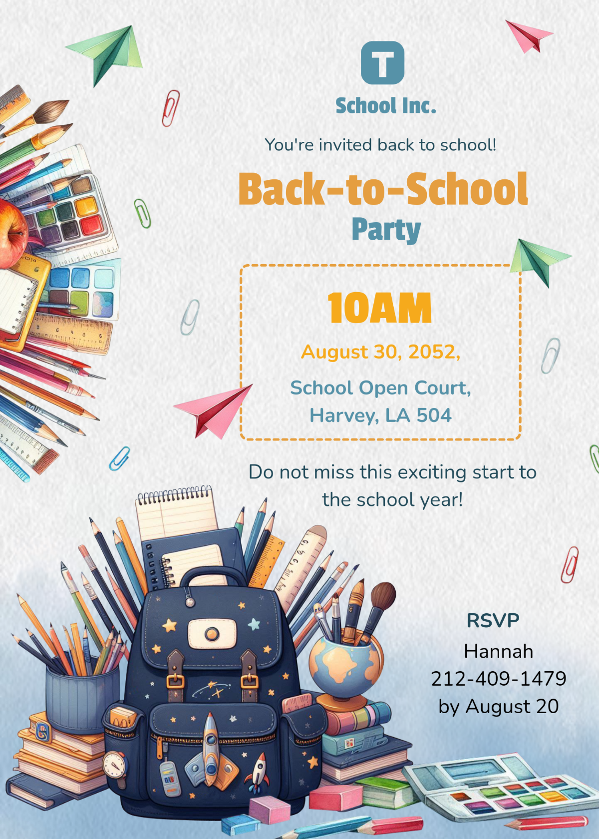 Free School Invitation Templates Editable And Printable