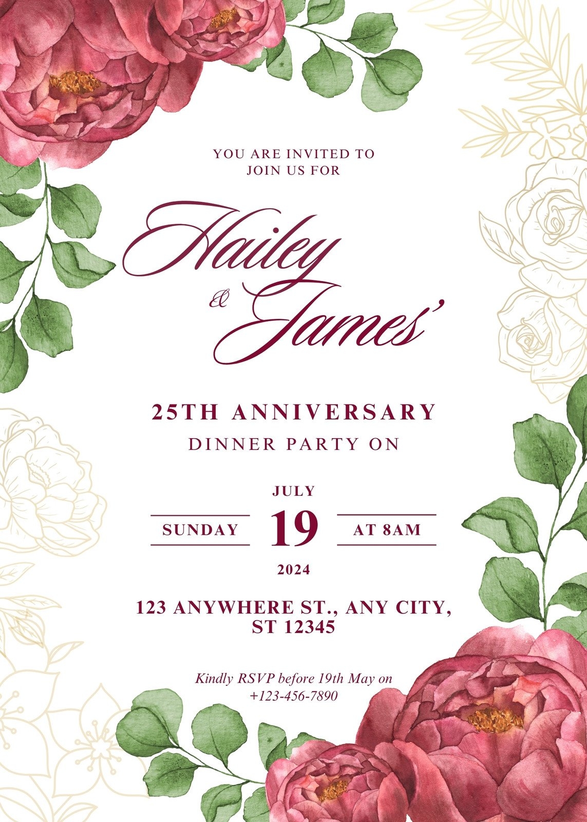 Free Silver Jubilee 25th Anniversary Invitation Card Templates
