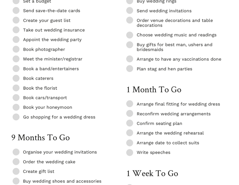 Free Simple 3 Month Wedding Checklist Pdf Inrikogi