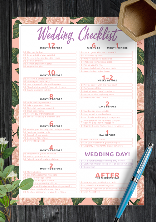 Free Simple 3 Month Wedding Checklist Pdf Minezine
