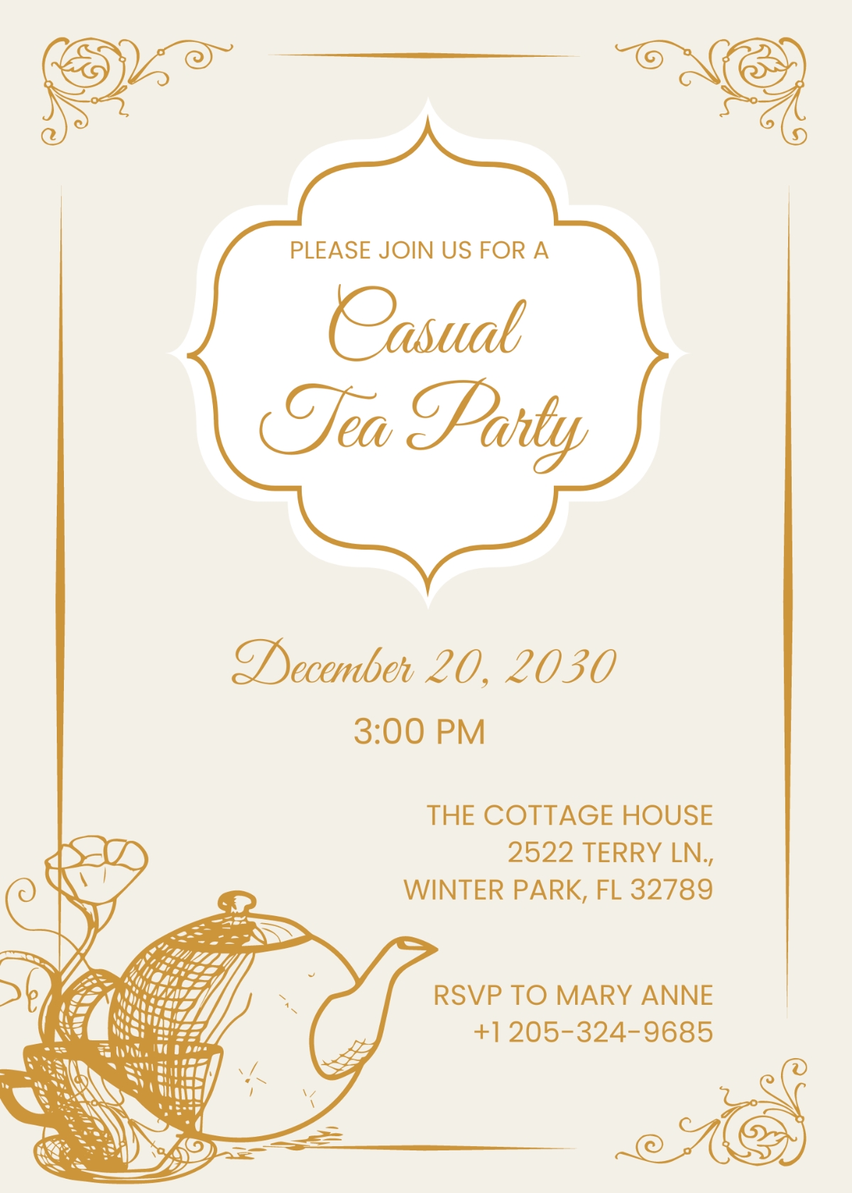 Free Simple Tea Party Invitation Template To Edit Online