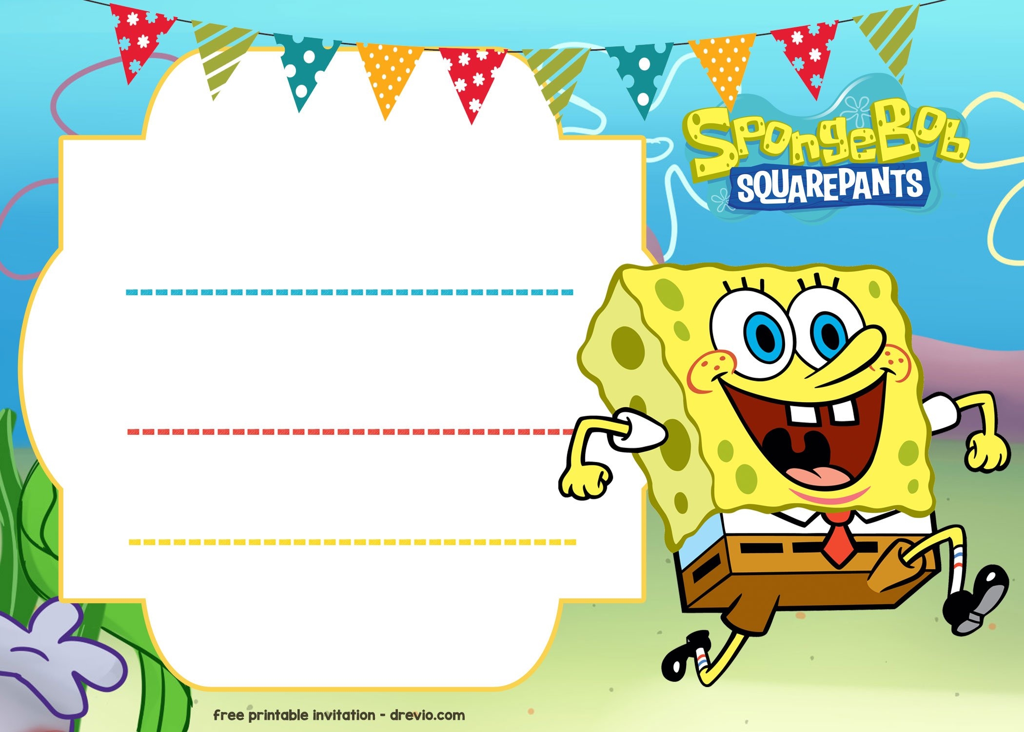 FREE Spongebob Birthday Invitation Template