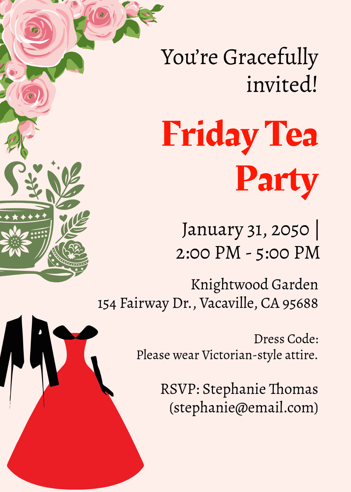Free Tea Party Invitation Templates Editable And Printable