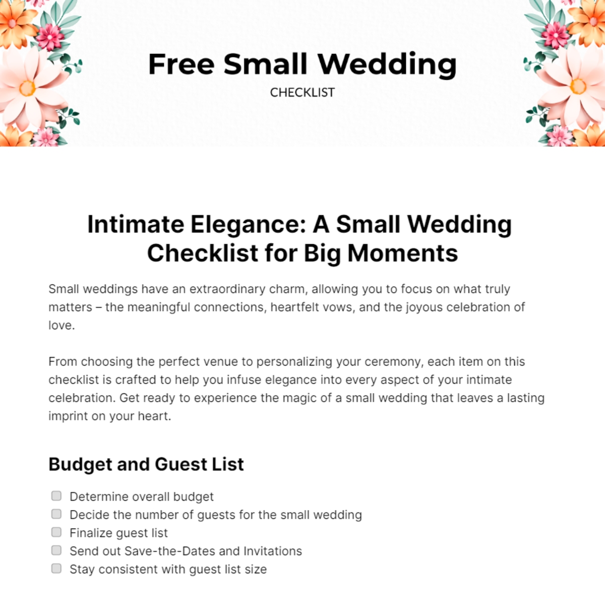 Free Wedding Checklist Templates Editable And Printable