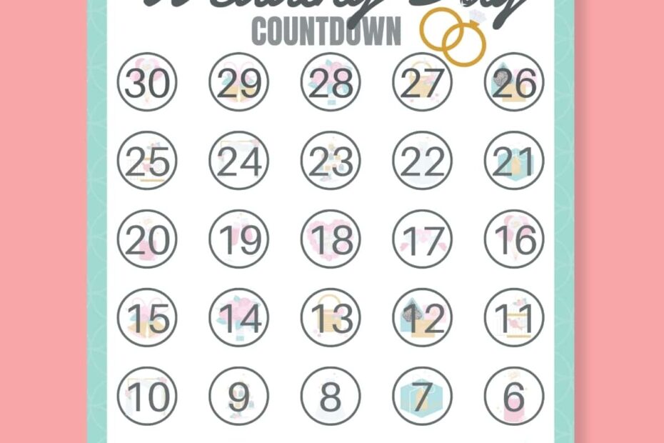 FREE Wedding Countdown Calendar Printable