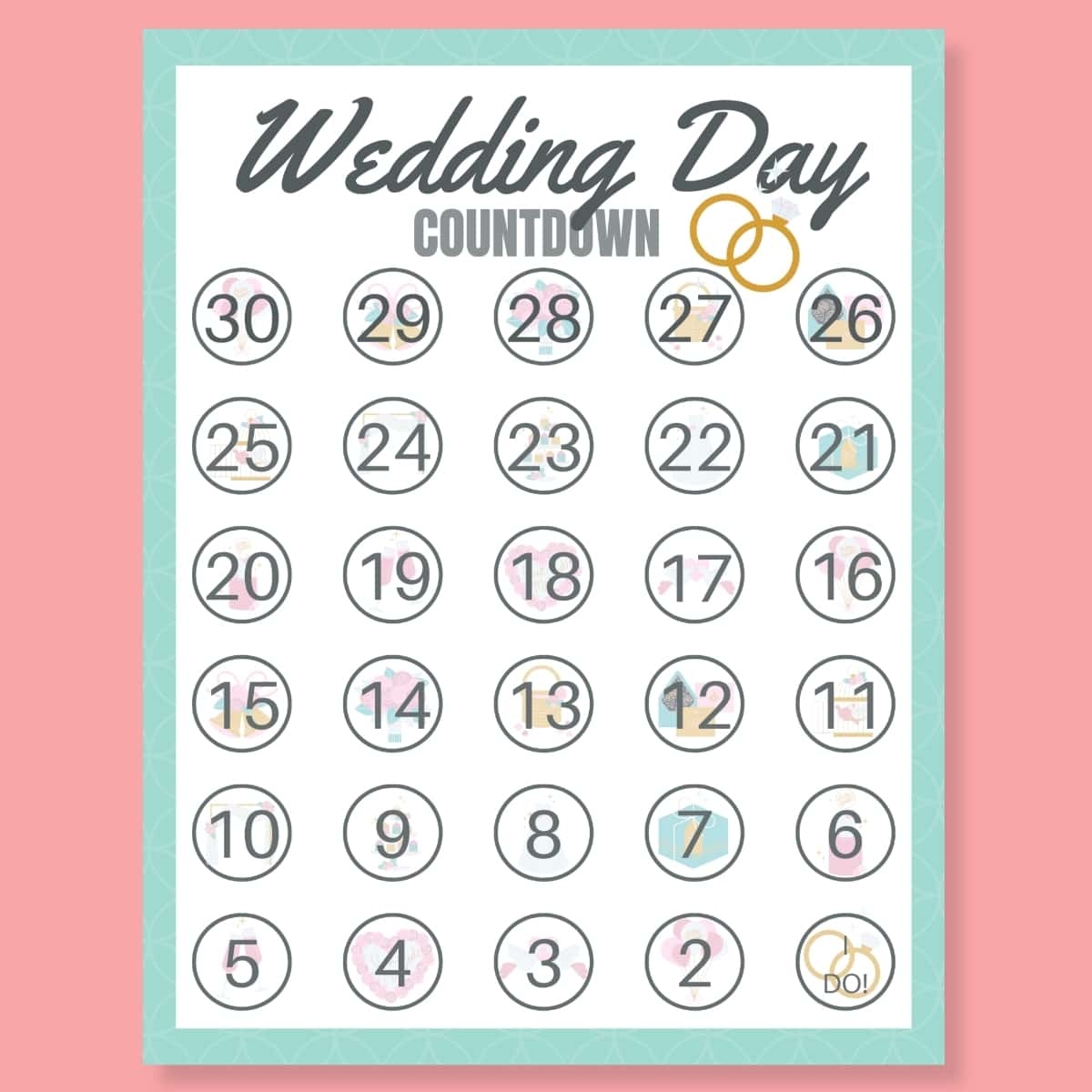 FREE Wedding Countdown Calendar Printable