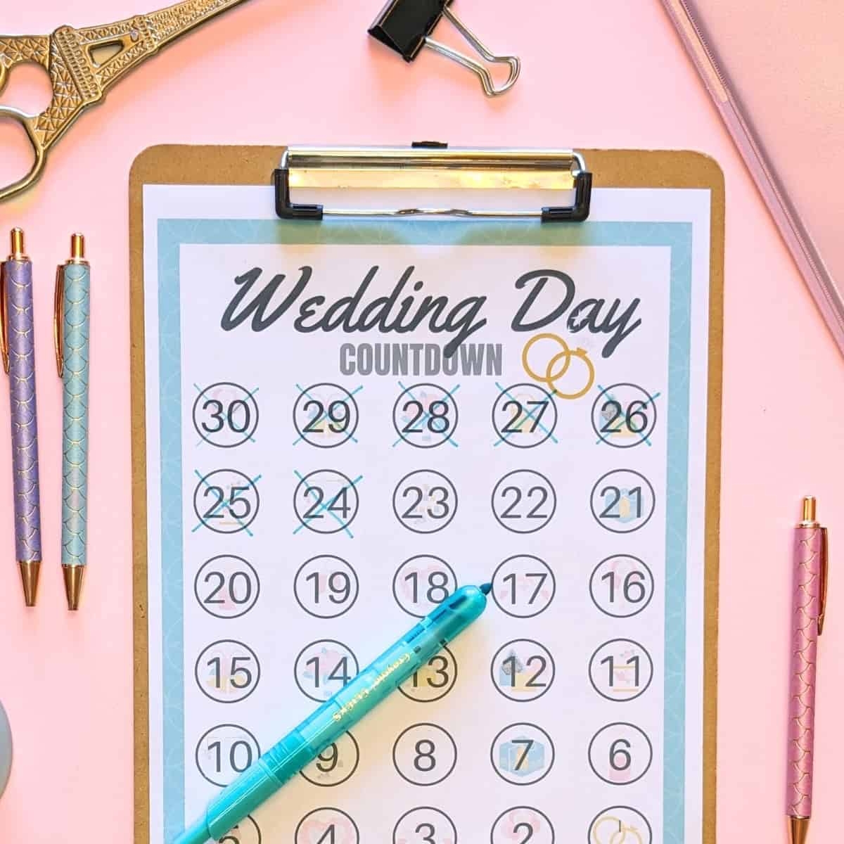 FREE Wedding Countdown Calendar Printable