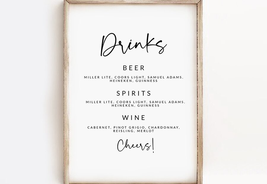 Free Wedding Drinks Alcohol Bar Menu Template Beer Wine Spirits Edit Instantly Instant Download Printable Printable Market