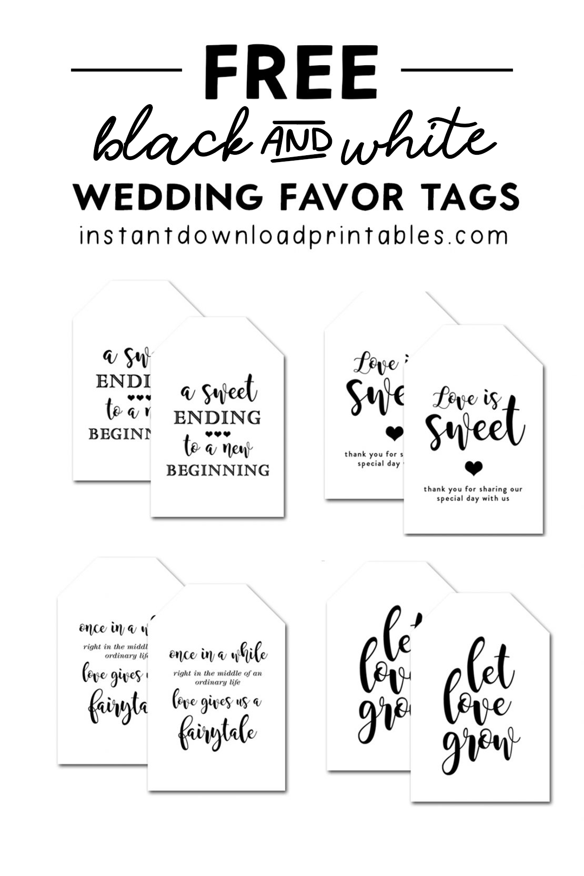 Free Wedding Favor Tags Instant Download Printables Instant 