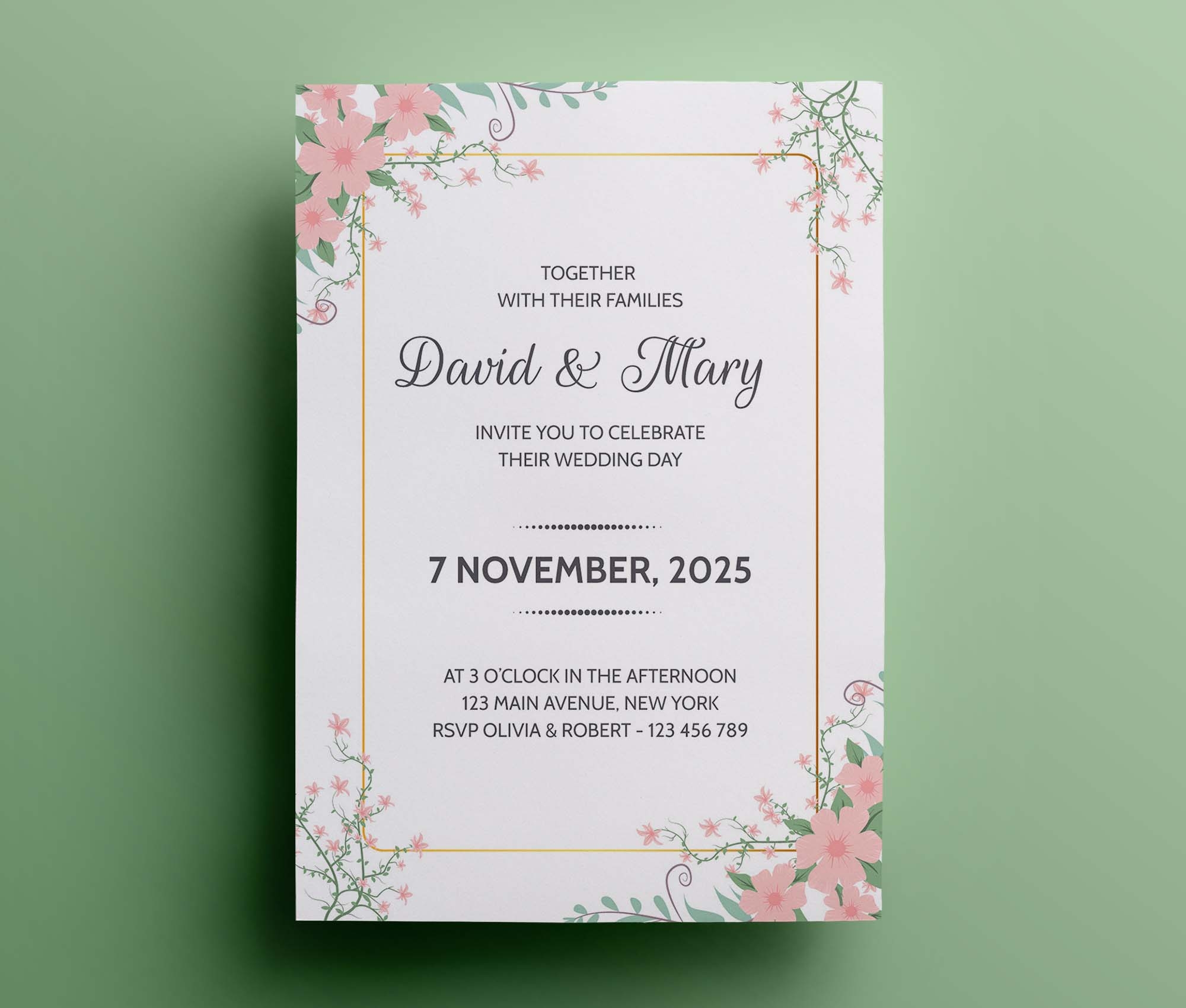 Free Wedding Invitation Template AI 