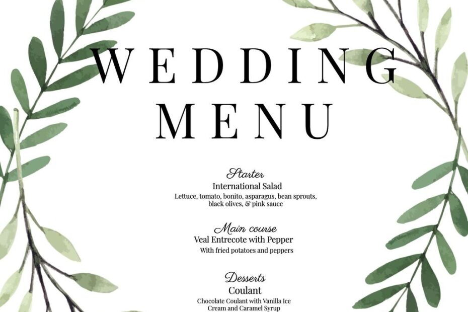 Free Wedding Menu Template Free Printable