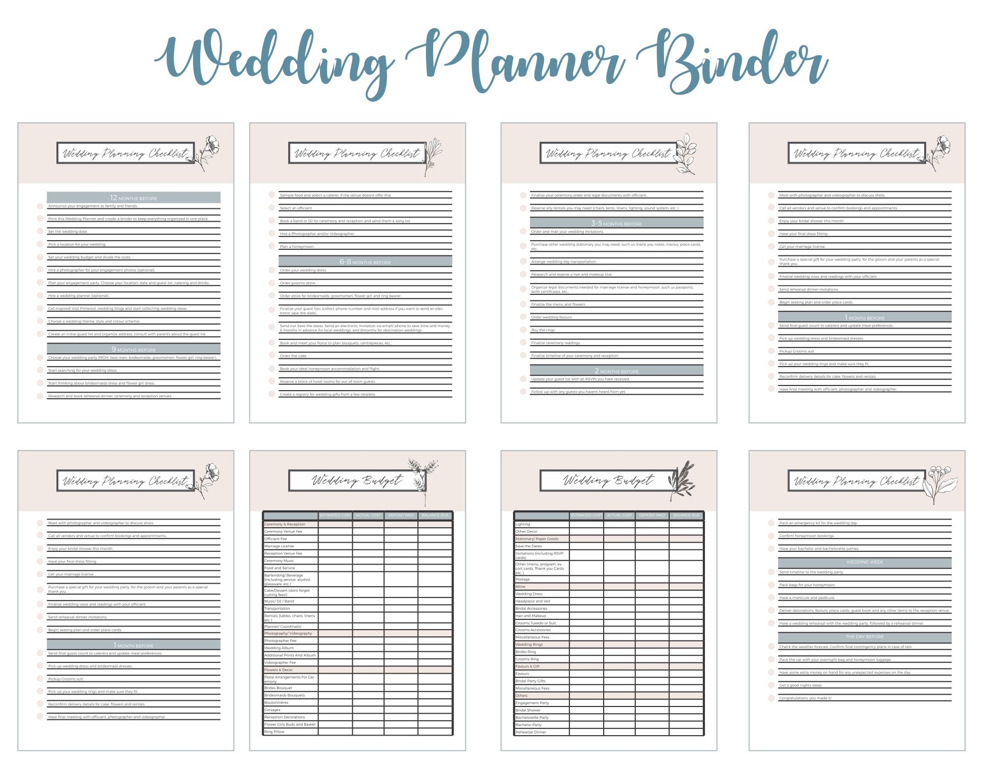 Free Wedding Planner Printables Pdf