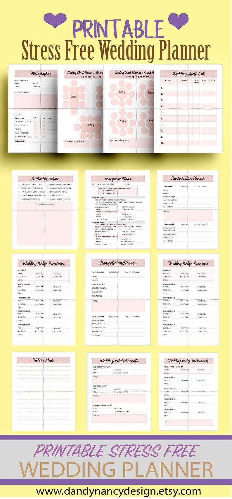 Free Wedding Planner Printables Pdf