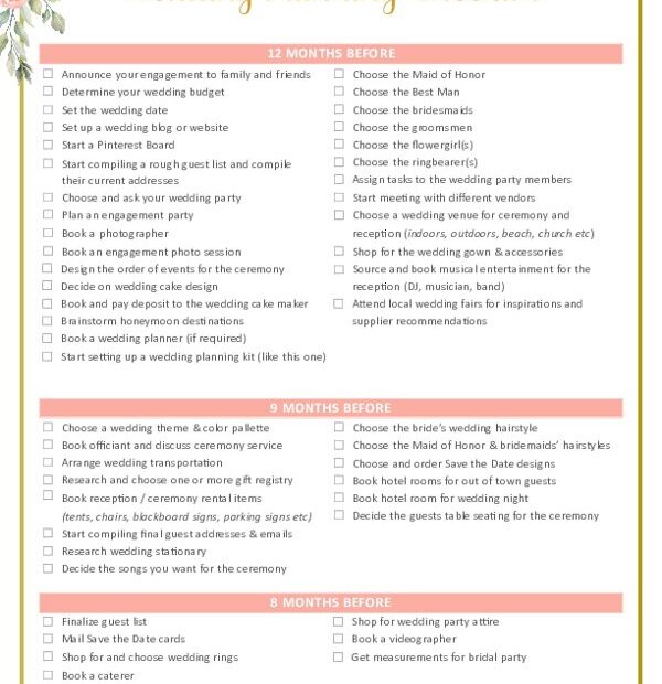 Free Wedding Planning Checklist Printable