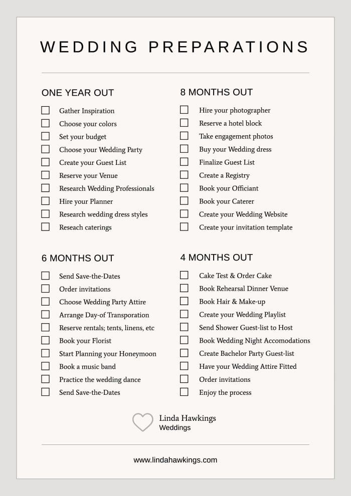 Free Wedding Planning Checklist Printable Printable Calendars AT A GLANCE