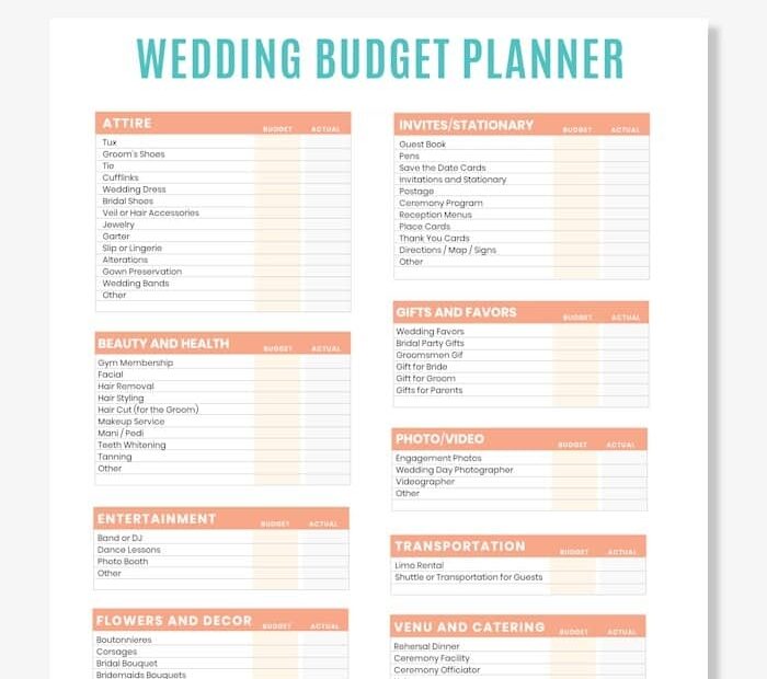 Free Wedding Planning Printables