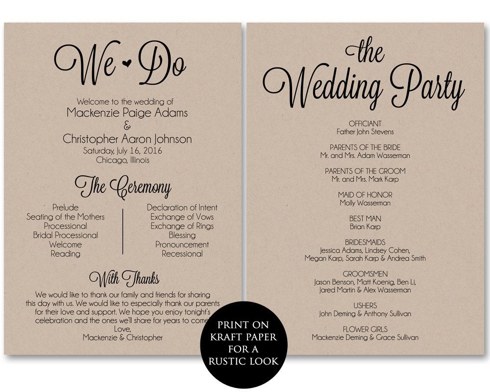 Free Wedding Program Template Download