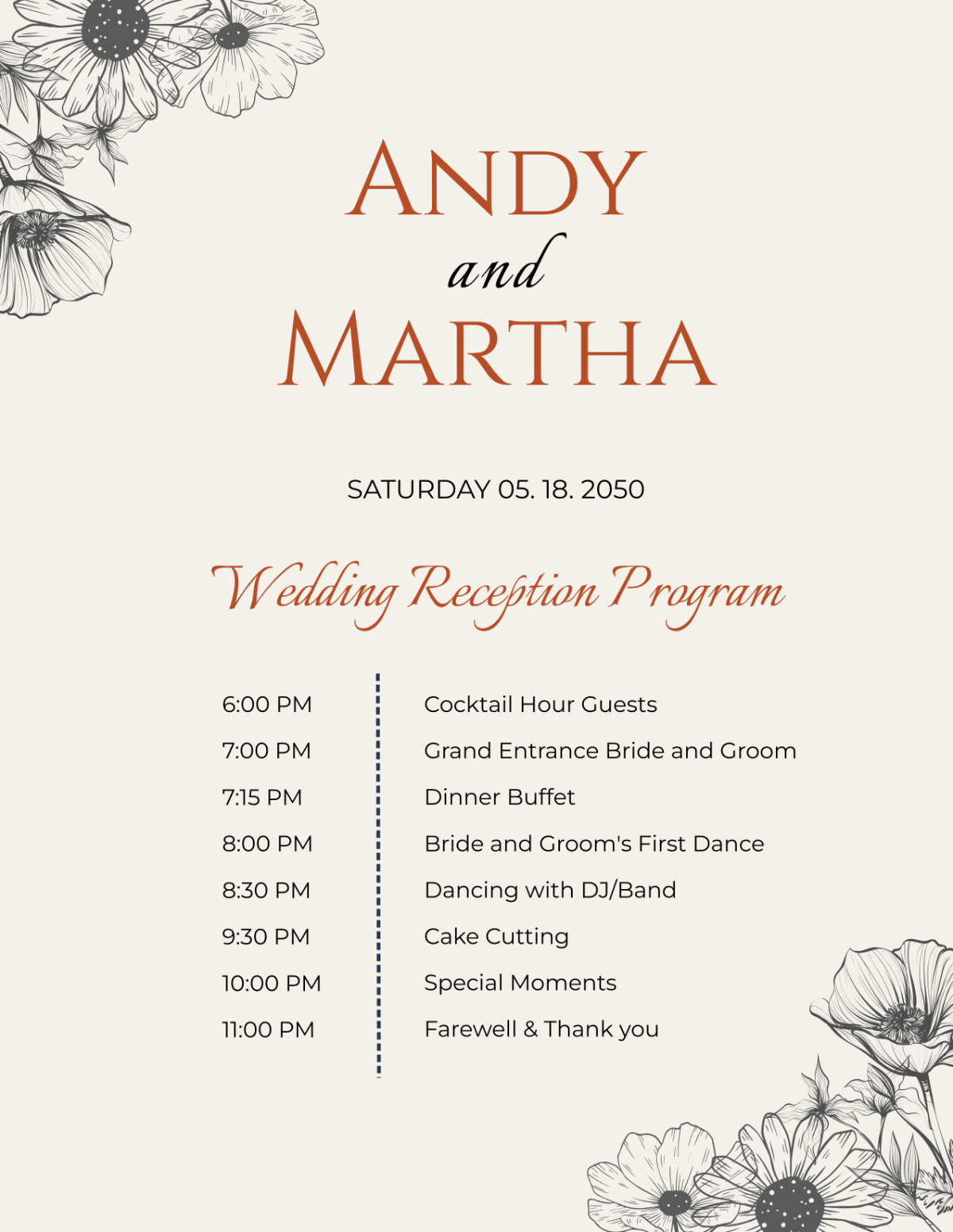 Free Wedding Program Templates Editable And Printable
