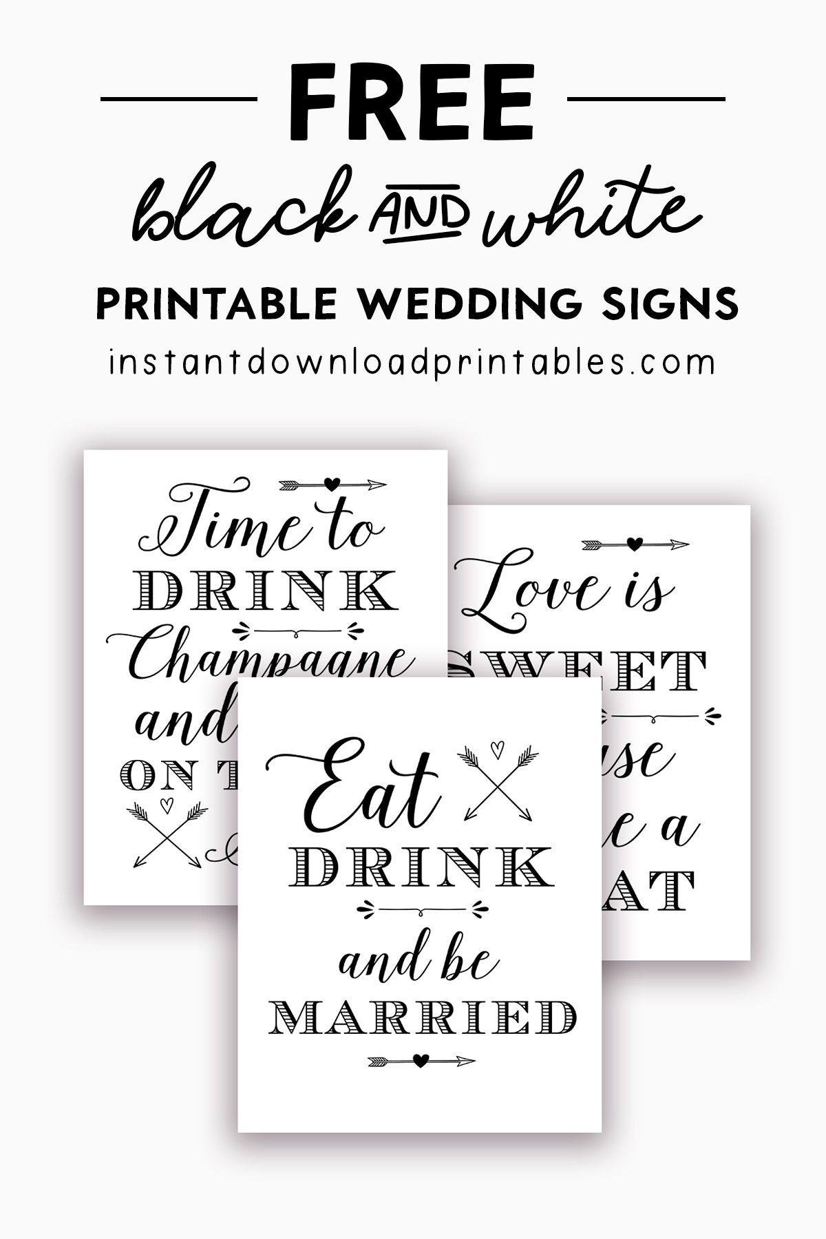Free Wedding Reception Signs Black And White Instant Download 