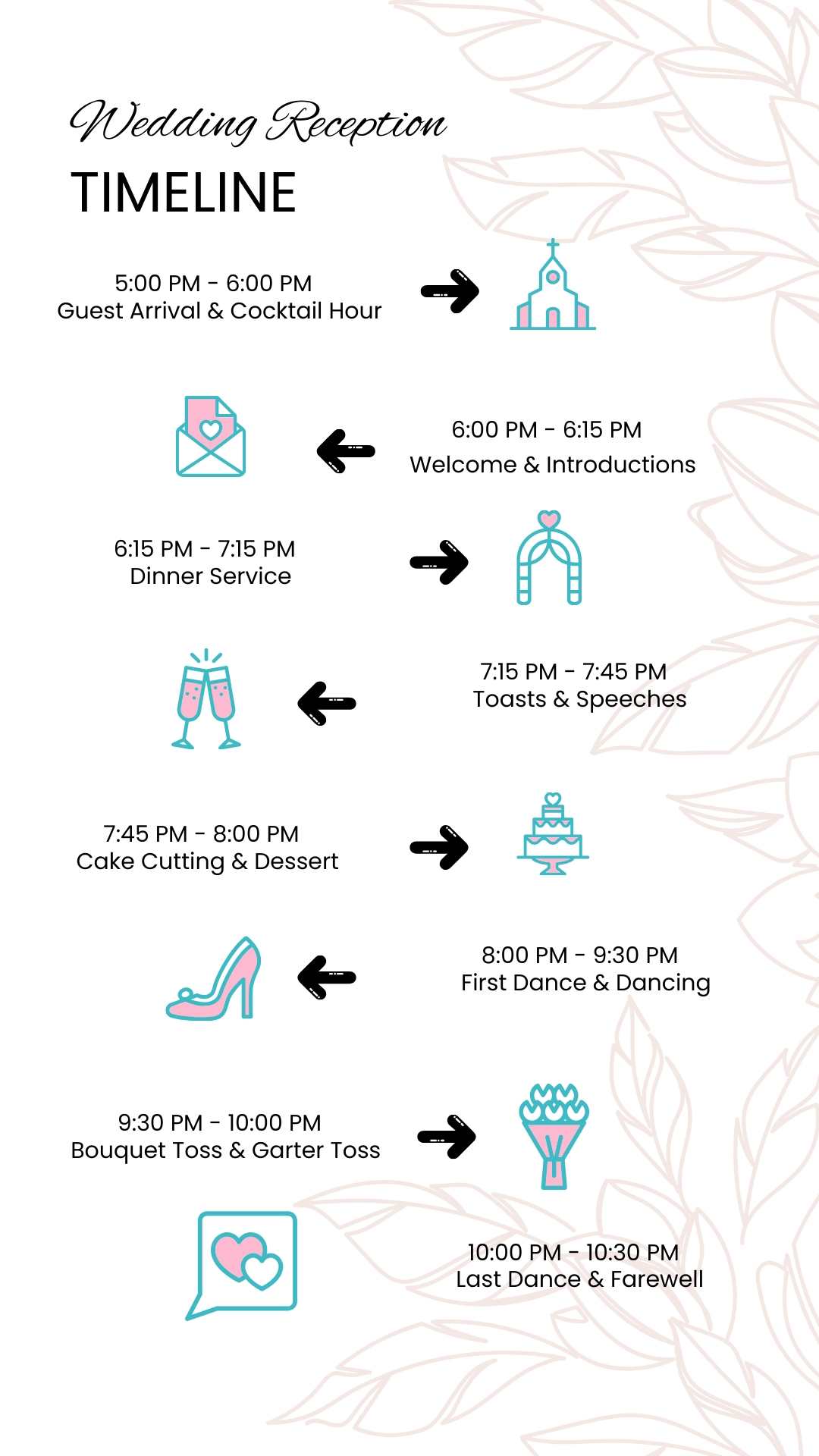 Free Wedding Reception Timeline Template To Edit Online