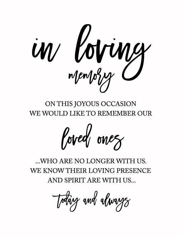 Free Wedding Rembrance Sign In Loving Memory Weddingchicks Free 