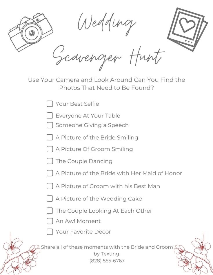 FREE Wedding Scavenger Hunt Printable Leap Of Faith Crafting 