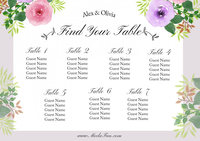 Free Wedding Seating Chart Template Microsoft Word Free Printable