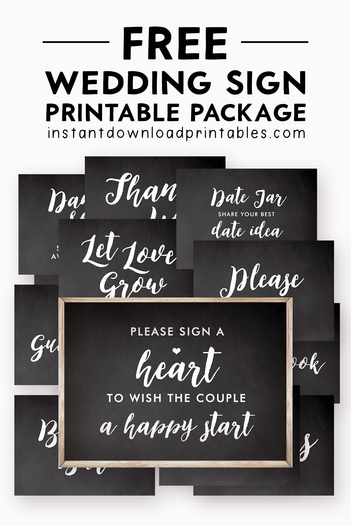 Free Wedding Signs Package Reception Decor Chalkboard Instant 