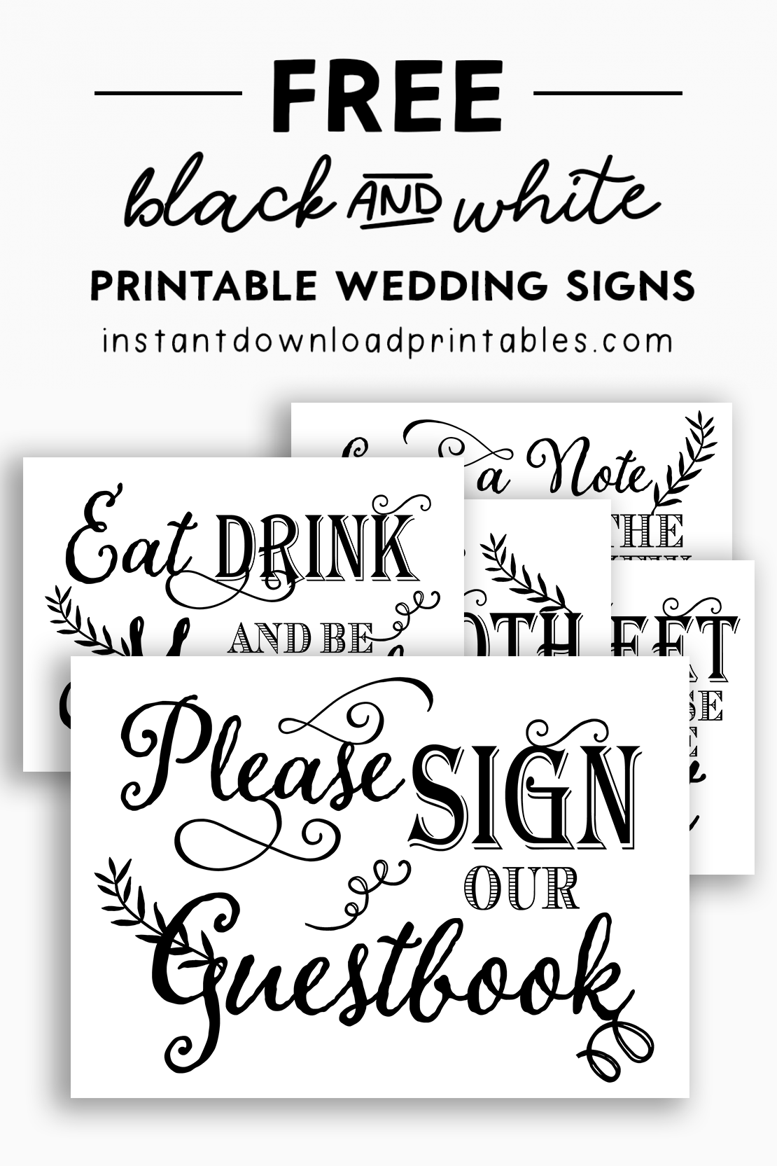 Free Wedding Signs Package Reception Decor Fun Doodle Instant Download Printables Instant Download Printables