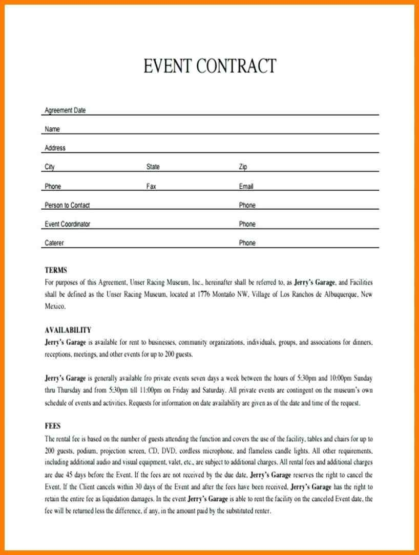 Free Wedding Venue Contract Template Content Calendar Template
