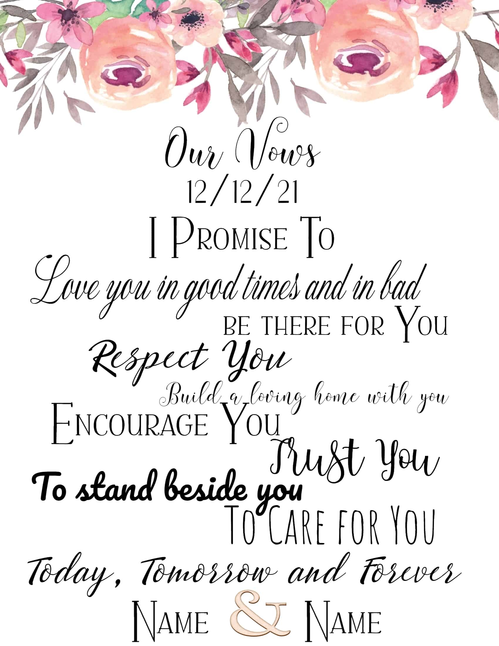 FREE Wedding Vows Template Wedding Vows Generator