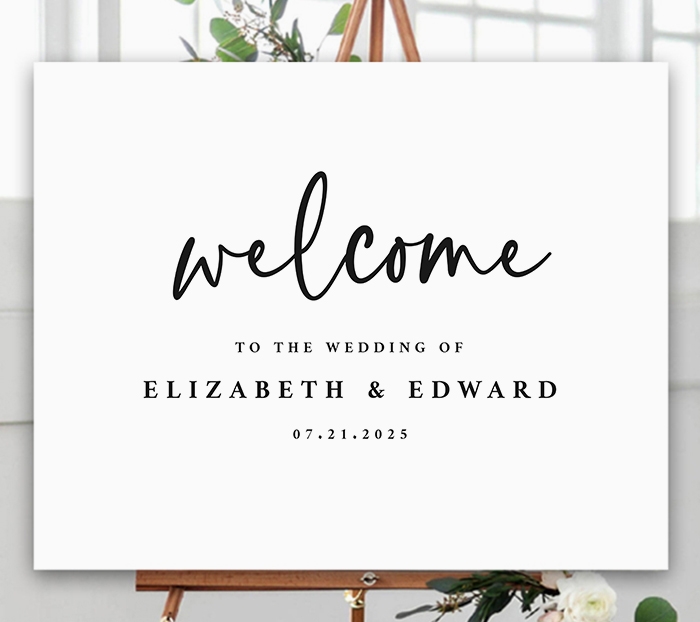Free Wedding Welcome Sign Template Black And White Printable Editable 