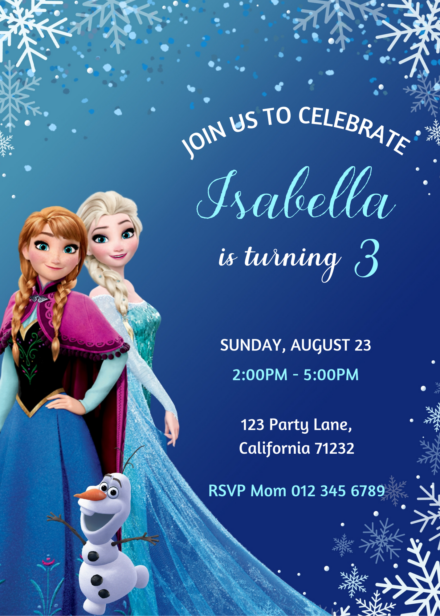Frozen Birthday Invitation Template Canva 3 Payhip