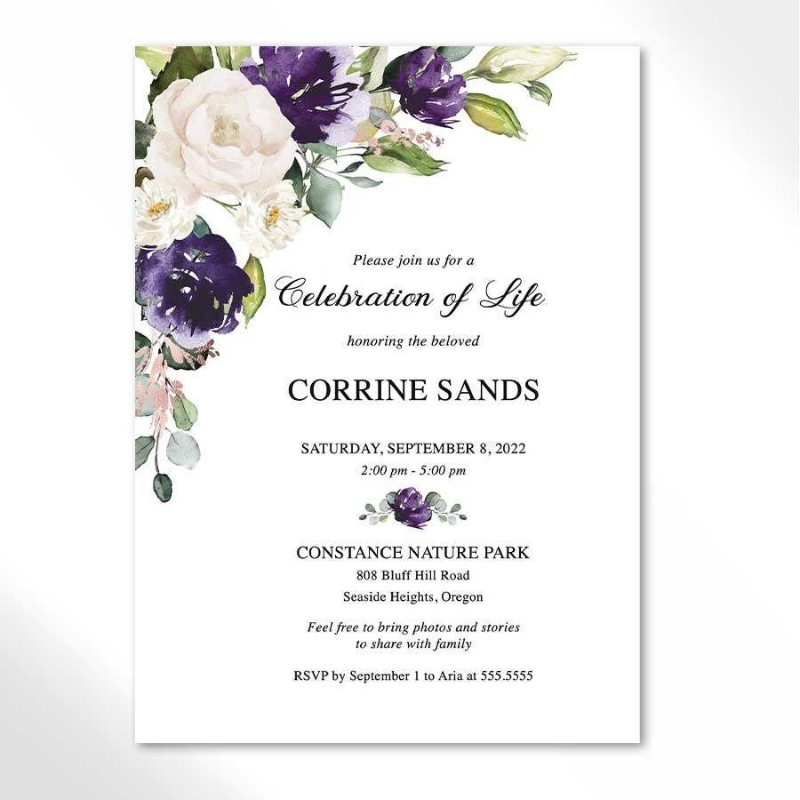 Funeral Invitation Digital Template For A Celebration Of Life