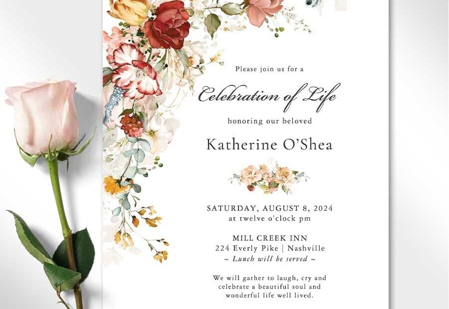 Funeral Invitation Template Announcement For A Celebration Of Life