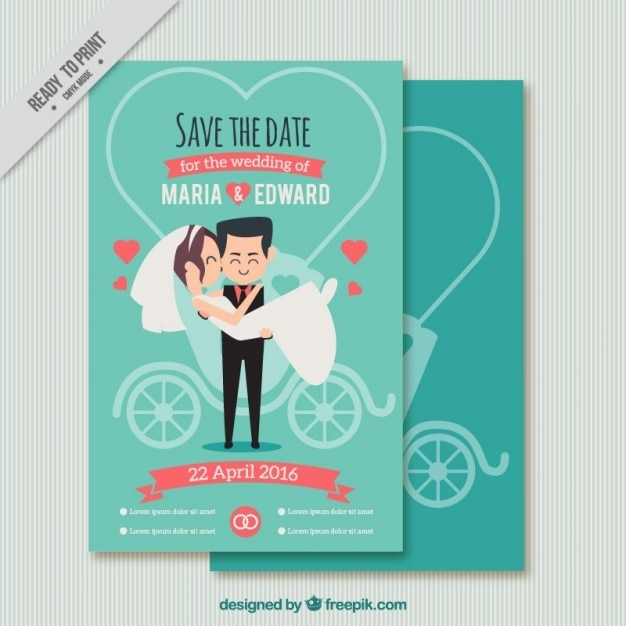 Funny Couple Wedding Card Vector Free Download
