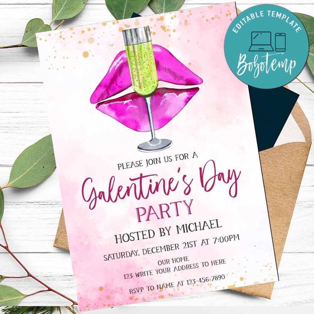 Galentine Invitation Customizable Template DIY Bobotemp