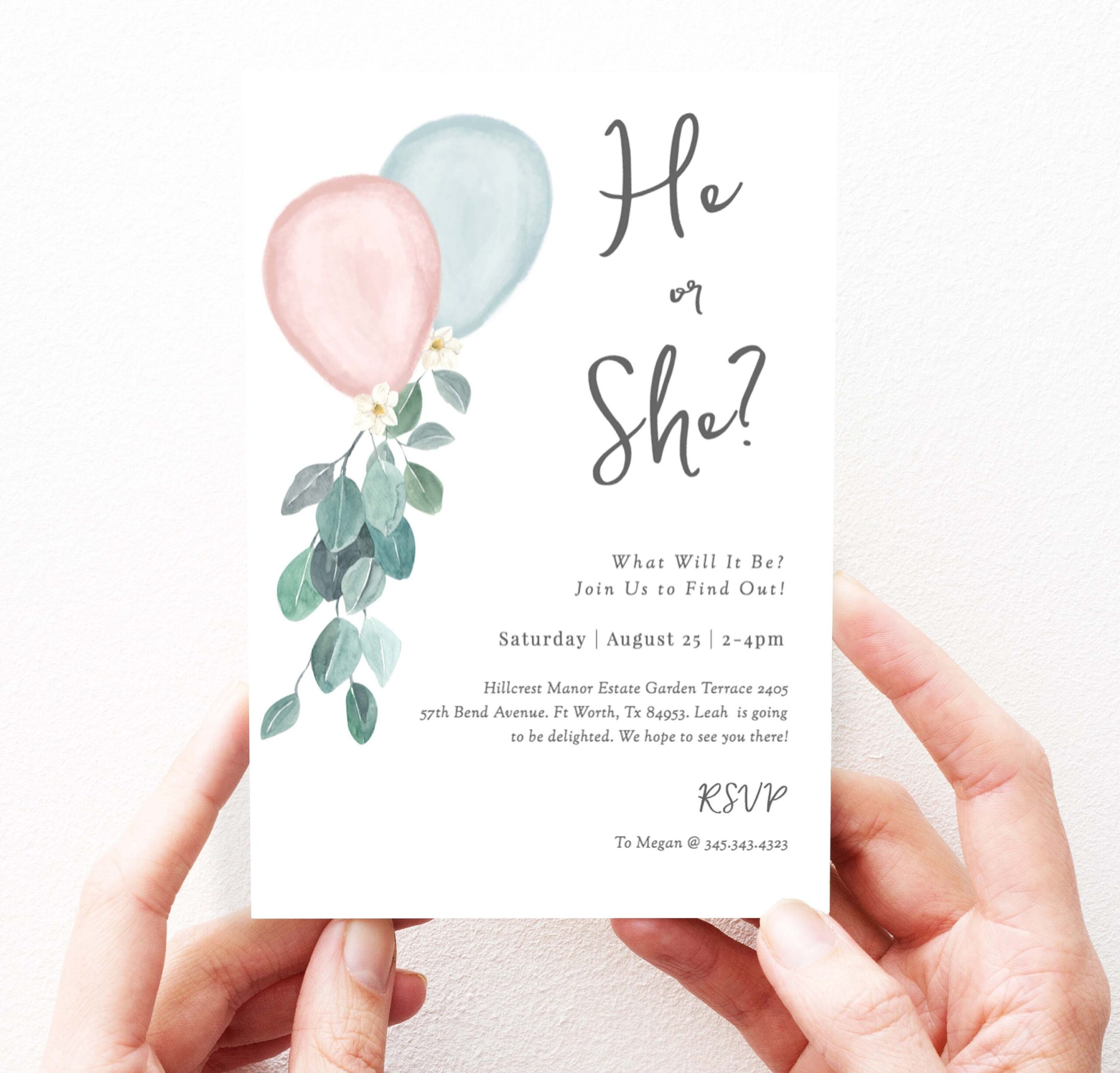 Gender Reveal Invitations Template Editable Baby Reveal Invite 