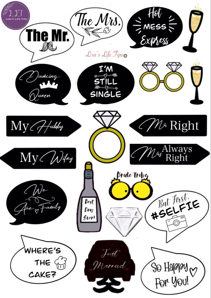 Get These FREE Printable Wedding Photo Booth Props 