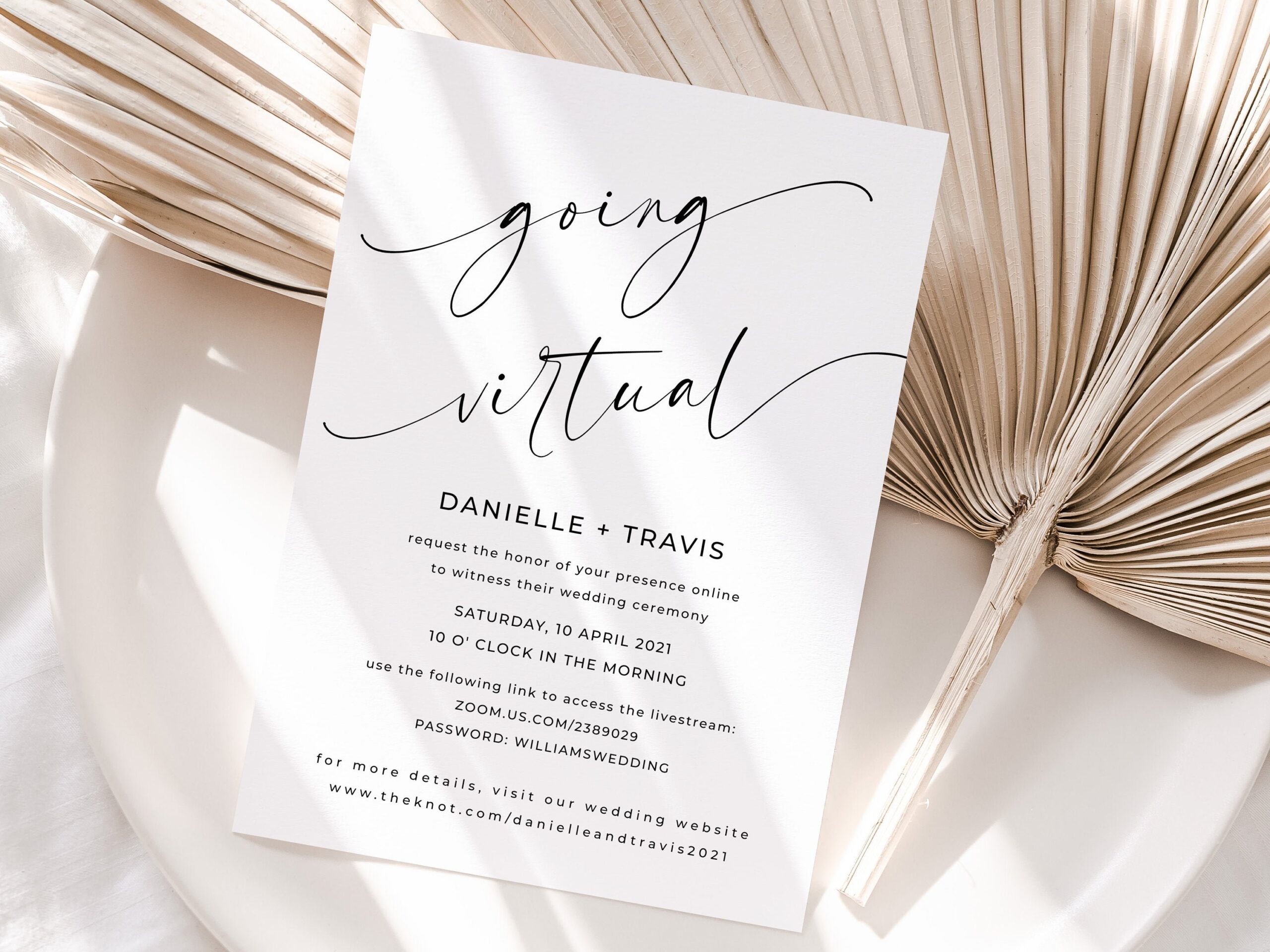 Going Virtual Minimal Wedding Invitation EDITABLE Template Etsy