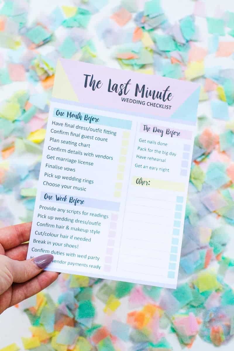 GRAB THIS FREE PRINTABLE LAST MINUTE WEDDING CHECKLIST Bespoke Bride 