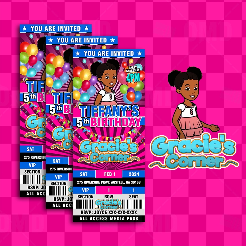 Gracie s Corner Ticket Style Birthday Cartoon Invites Cartoon 