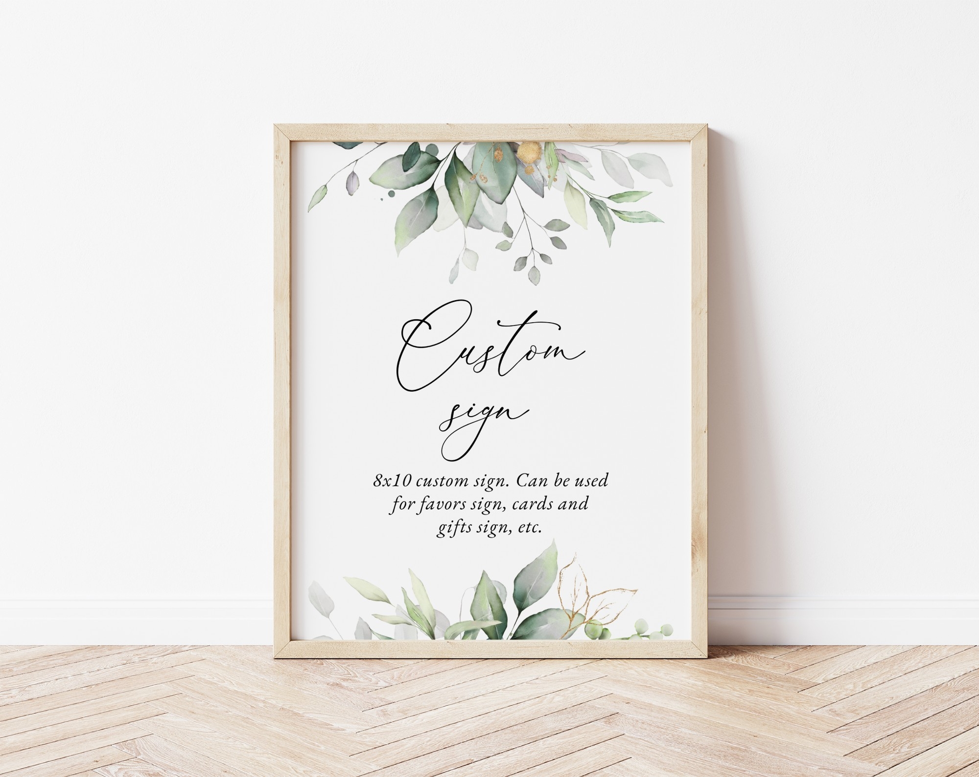 Greenery And Gold Custom Sign Wedding Sign Printable File Edit Yourself SH46