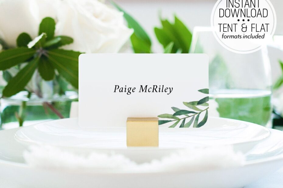 Greenery Wedding Place Cards Printable Escort Card Template Etsy UK