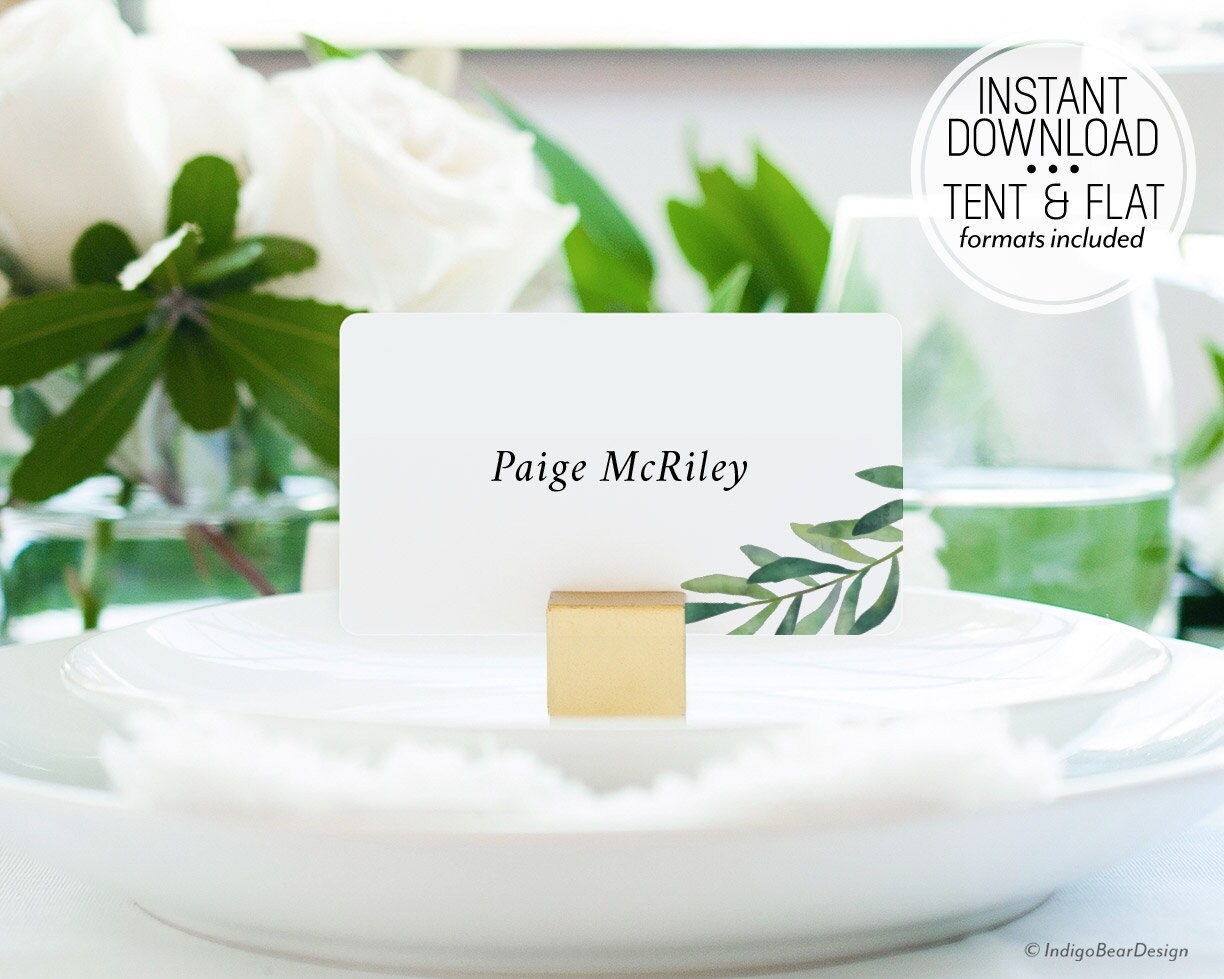 Greenery Wedding Place Cards Printable Escort Card Template Etsy UK