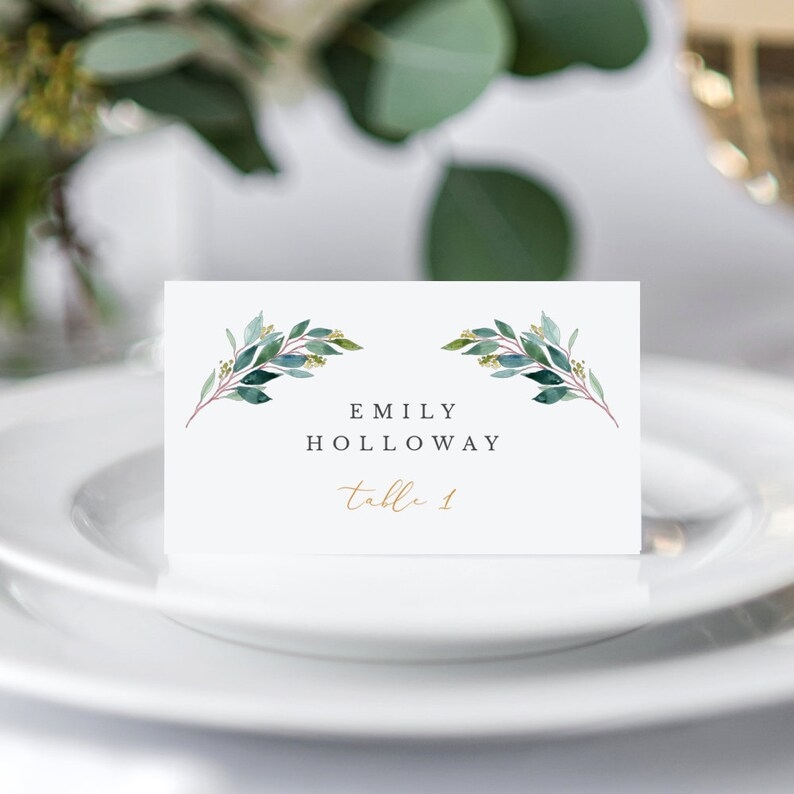Greenery Wedding Place Cards Printable Wedding Escort Cards Etsy