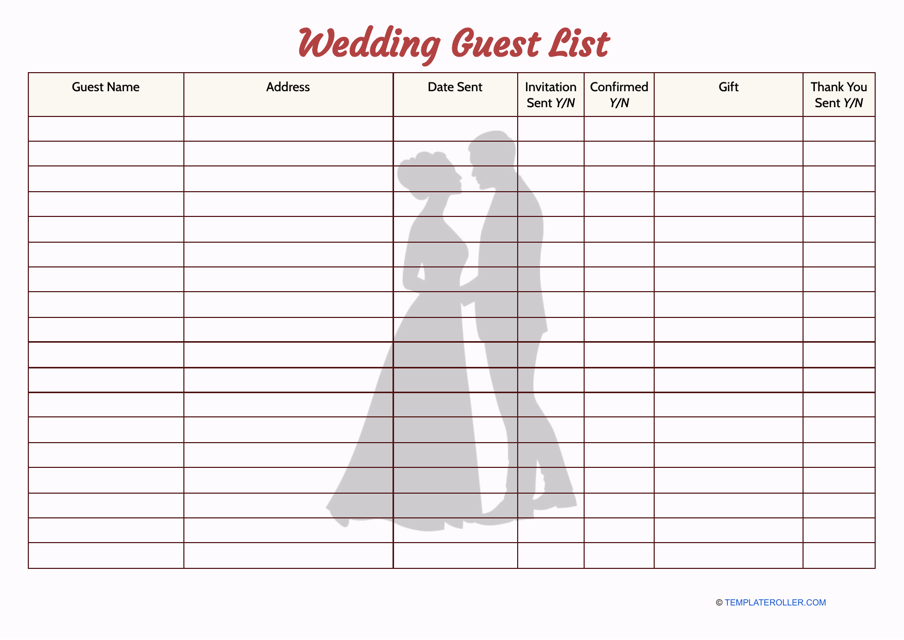 Guest List Templates PDF Download Fill And Print For Free 
