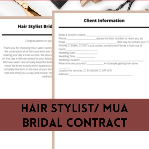 Hair Stylist Wedding Contract And Forms Editable Canva Etsy
