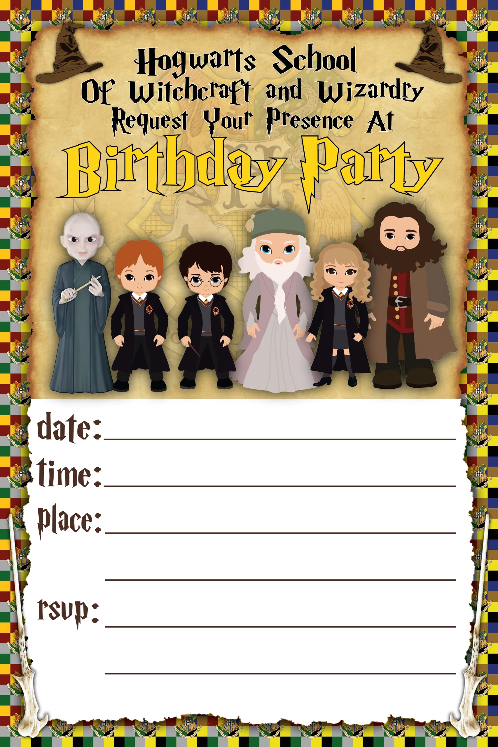 Harry Potter Invitation Cards 25 Fill in Invites For Kids Birthday Bash And Theme Party 10x15 Cm Postcard Style